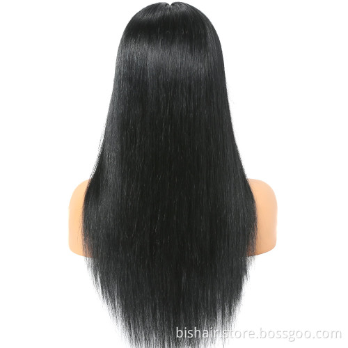 BIS Wholesale Silky Straight Wave Vendor 100% Brazilian Hair Wig 150% Density 4*4 Closure Front Lace Wig For Black Women
